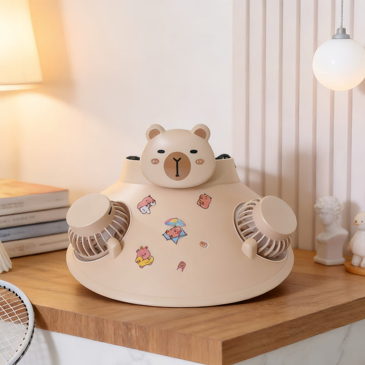 Damen Tragbarer Tischventilator mit doppeltem Gebläse und kreativem Tierdesign Karnz