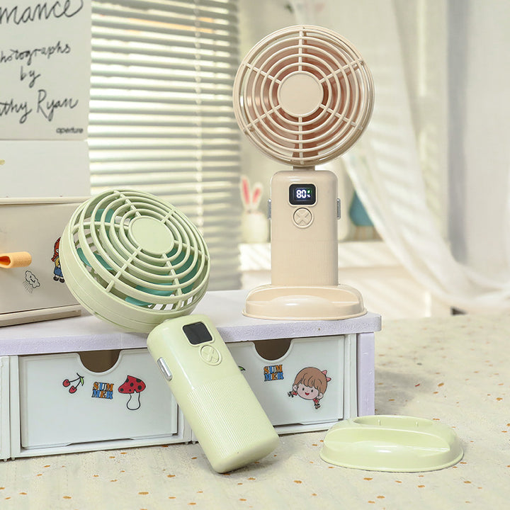 Damen Tragbarer Mini-Tischventilator mit digitaler Anzeige und USB-Ladefunktion Karnz