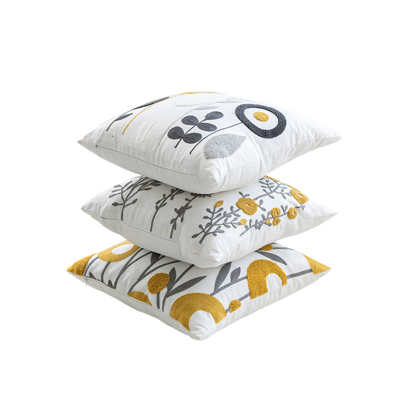 Bestickter Chenille Blumen Dekokissenbezug