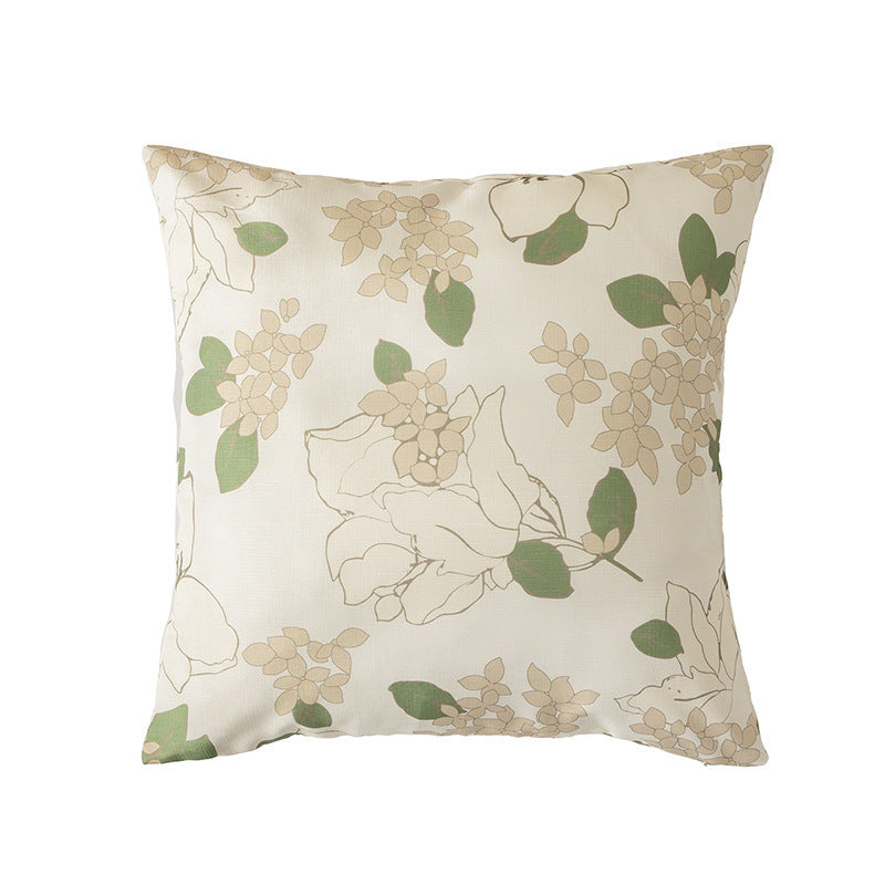 Handgetufteter quadratischer Dekokissenbezug mit floraler Chenille‑Applikation