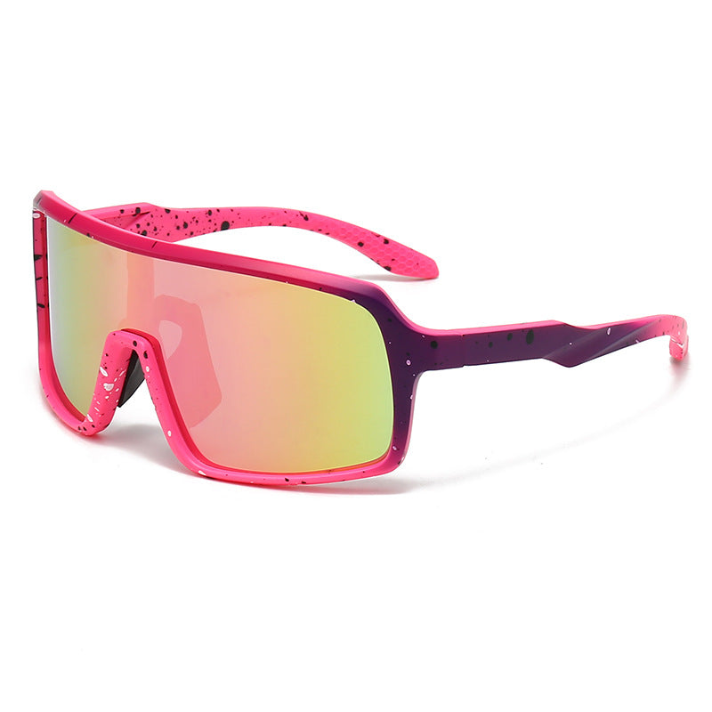 Damen modische Sonnenbrille im futuristischen Design mit großflächigen Gläsern Karnz