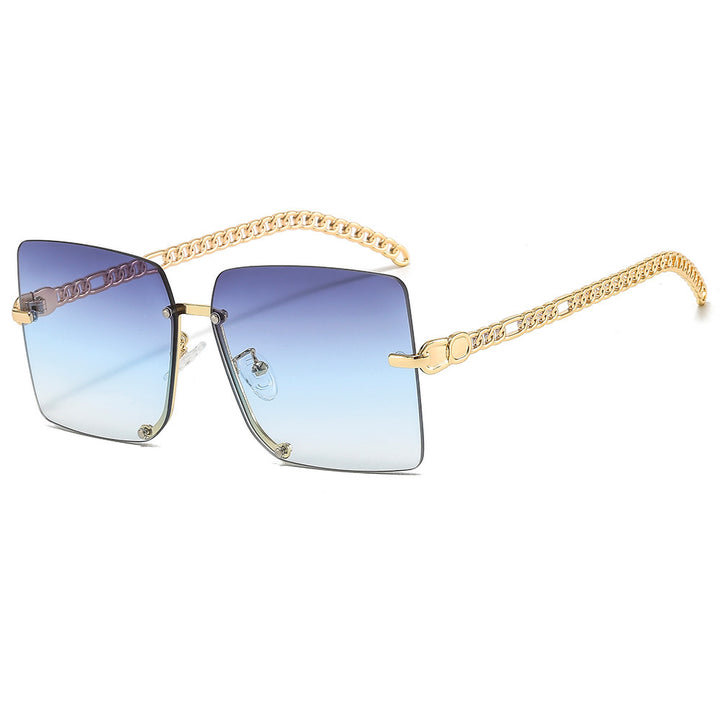 Damen modische Sonnenbrille mit luxuriösem Kettenarm und rechteckigem Rahmen Karnz