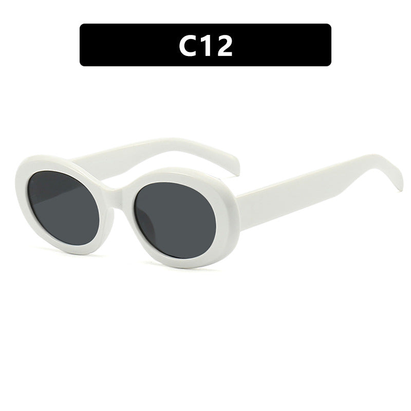 Damen modische Sonnenbrille im originellen Ovaldesign mit transparentem Rahmen und UV-Schutz Karnz