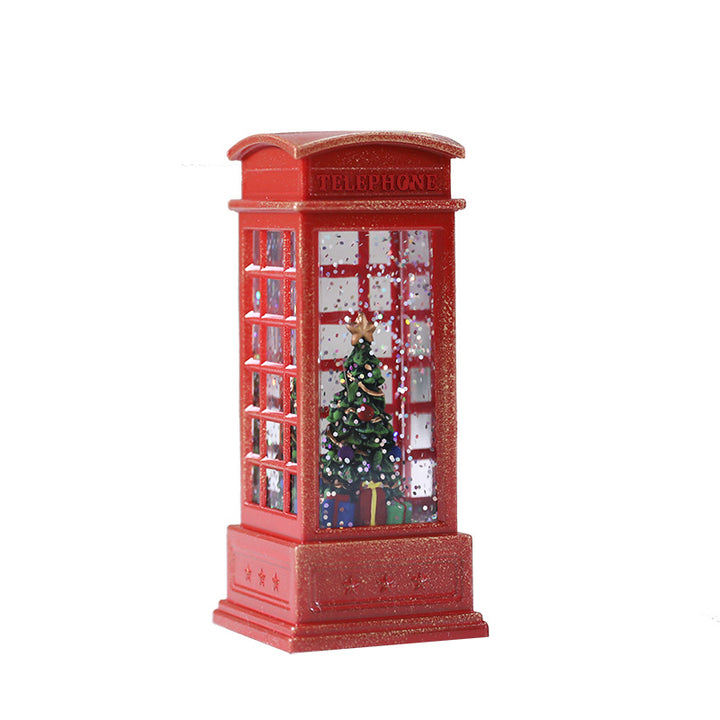 Weihnachtlich gestaltete Miniatur-Telefonzelle Dekoration