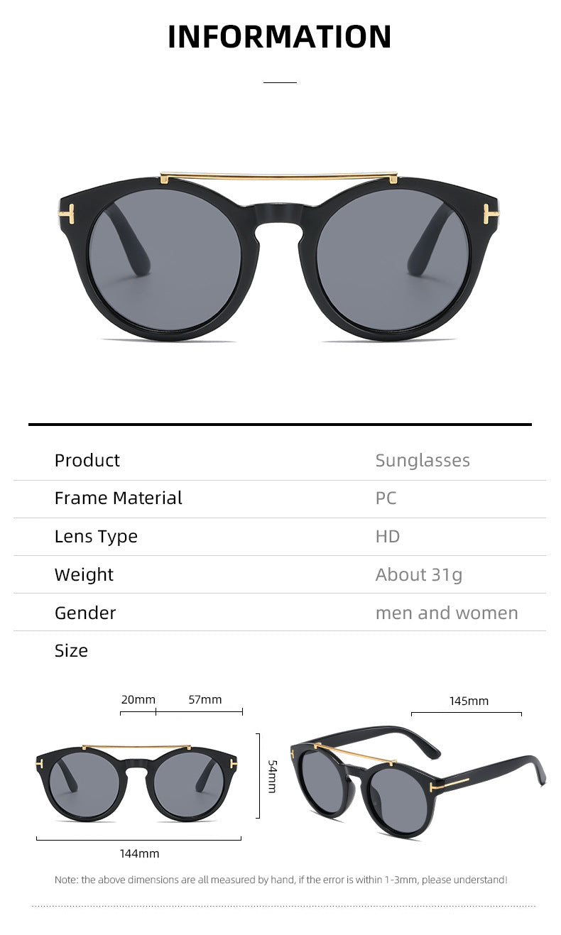 Damen modische Sonnenbrille mit eleganten runden Gläsern Karnz
