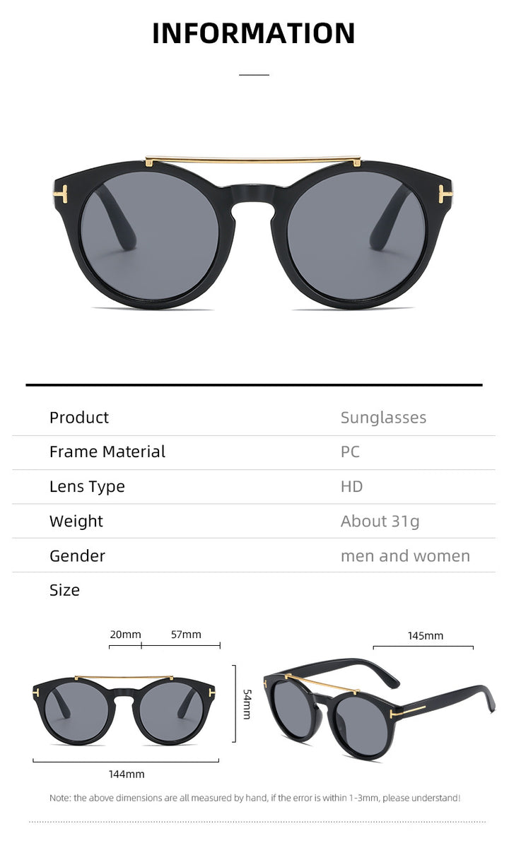 Damen modische Sonnenbrille mit eleganten runden Gläsern Karnz