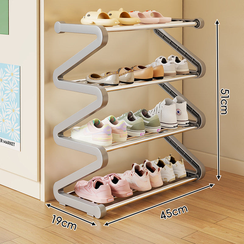 Kompakter Z-förmiger Multi-Tier platzsparender Schuhregalorganisator
