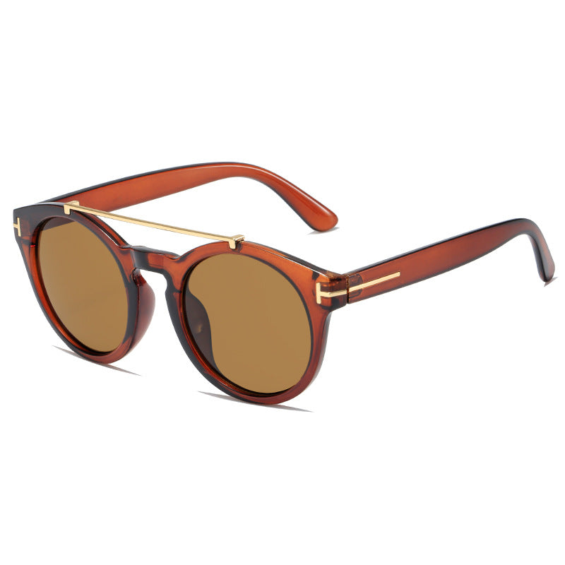 Damen modische Sonnenbrille mit eleganten runden Gläsern Karnz