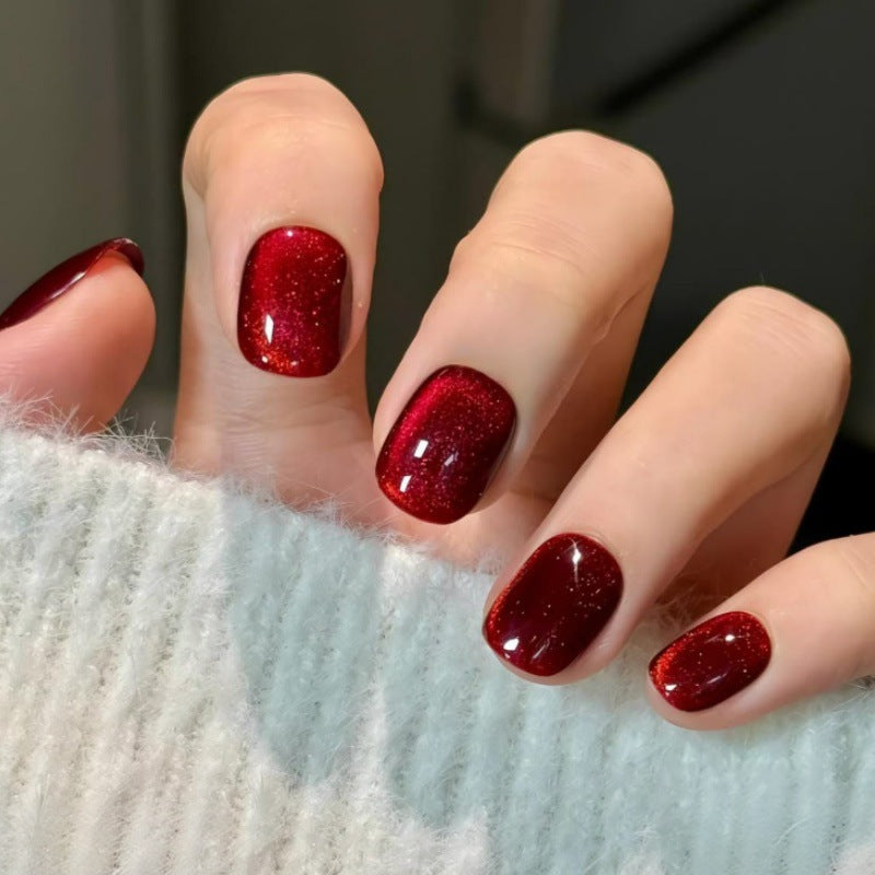 Glitzernder kurzer quadratischer Press-On-Nagelset Karnz