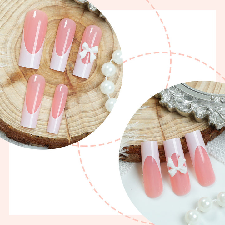 Elegantes Press-On Nagelset mit dekorativen Schleifen Karnz