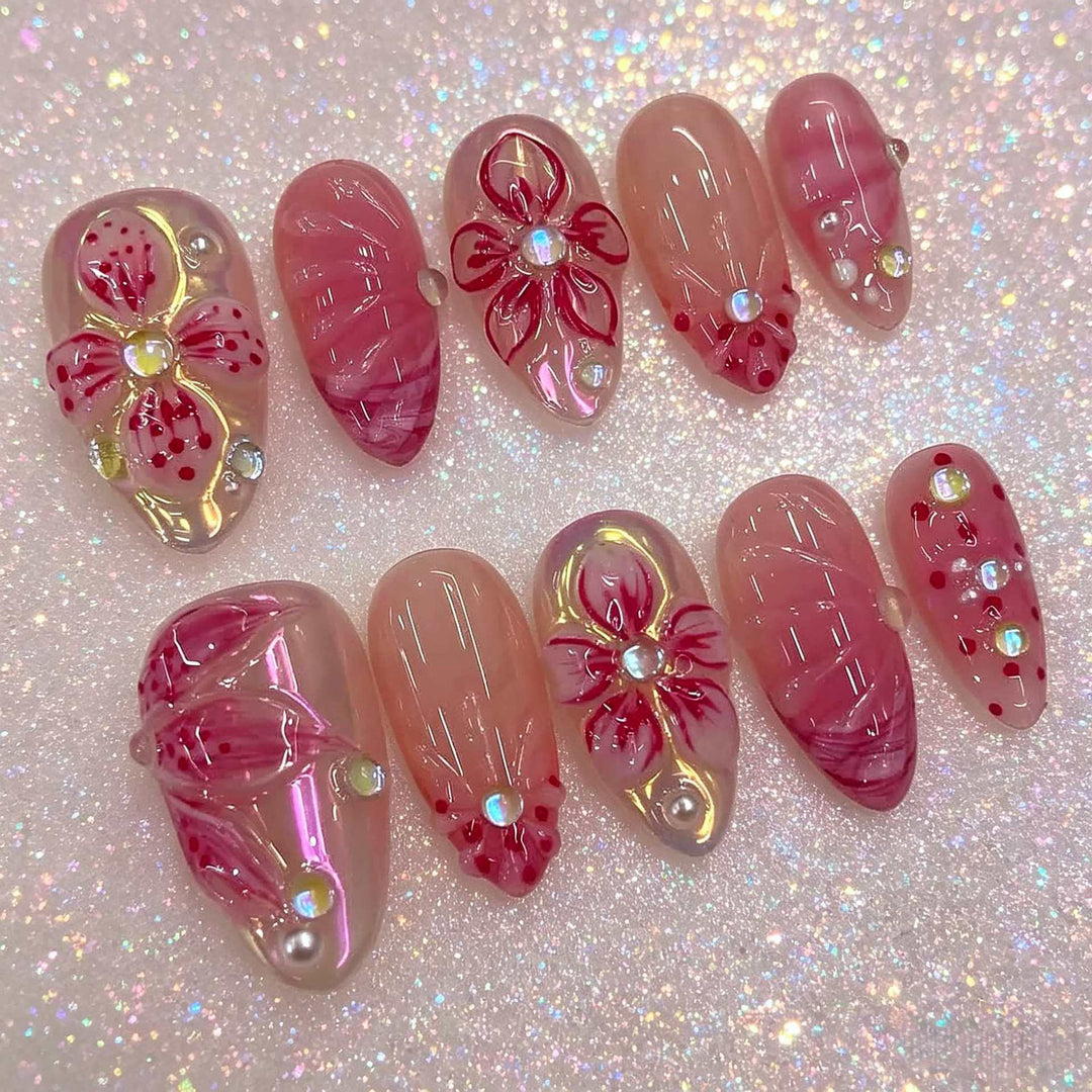 Blumenverzierte Press-On Nagelset Karnz 1787225131