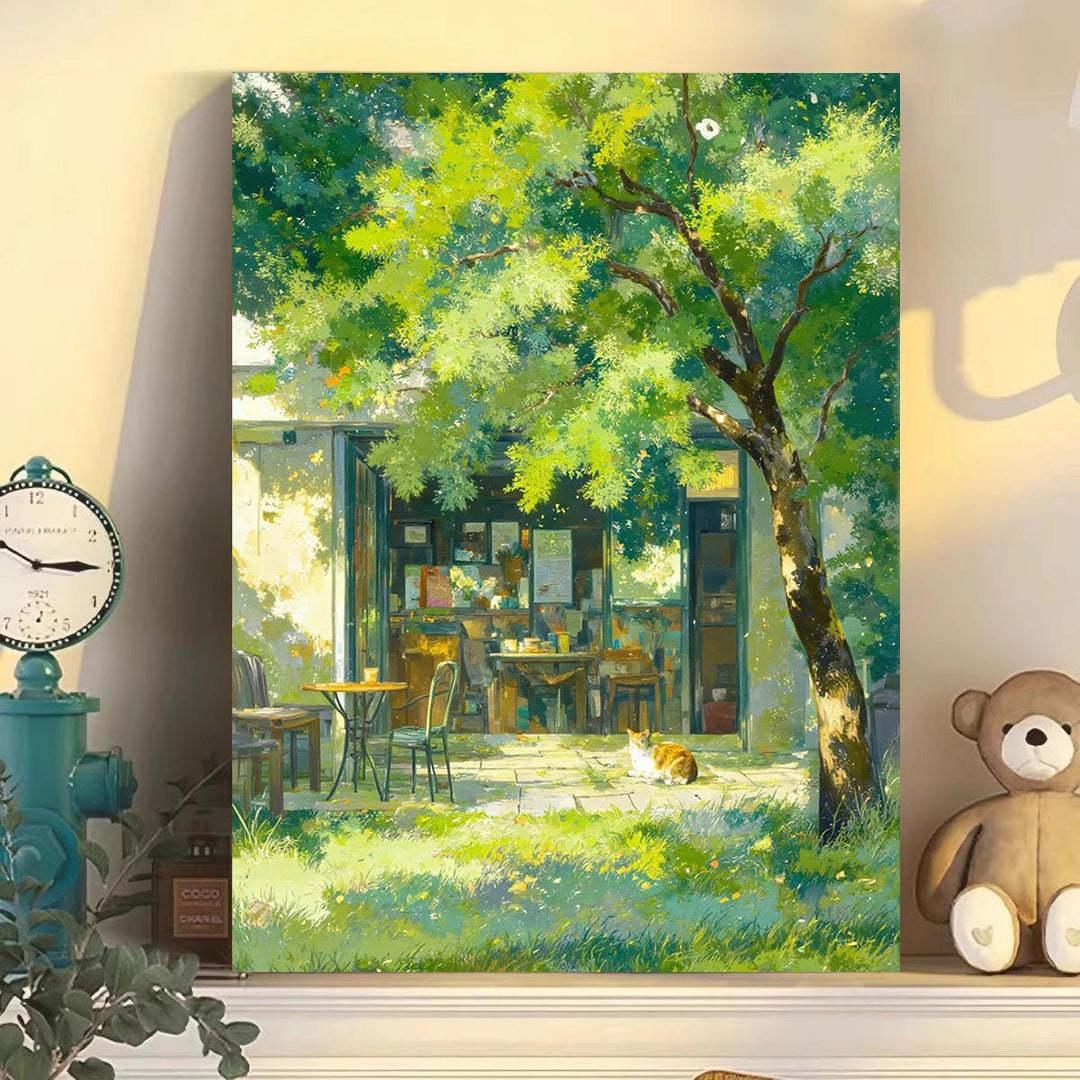 Gemütliche Café-Szene Leinwandkunst Karnz