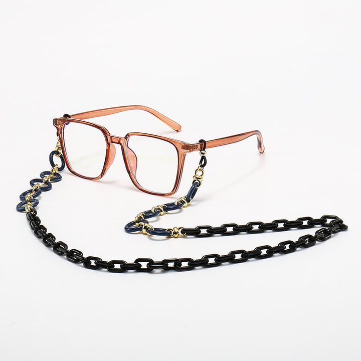 Modische Quadratische Rahmenbrille mit Dekorativer Kette Karnz