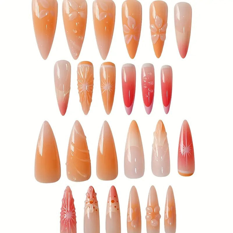 Künstlerische florale Stiletto-Nagelverstärkungen Karnz