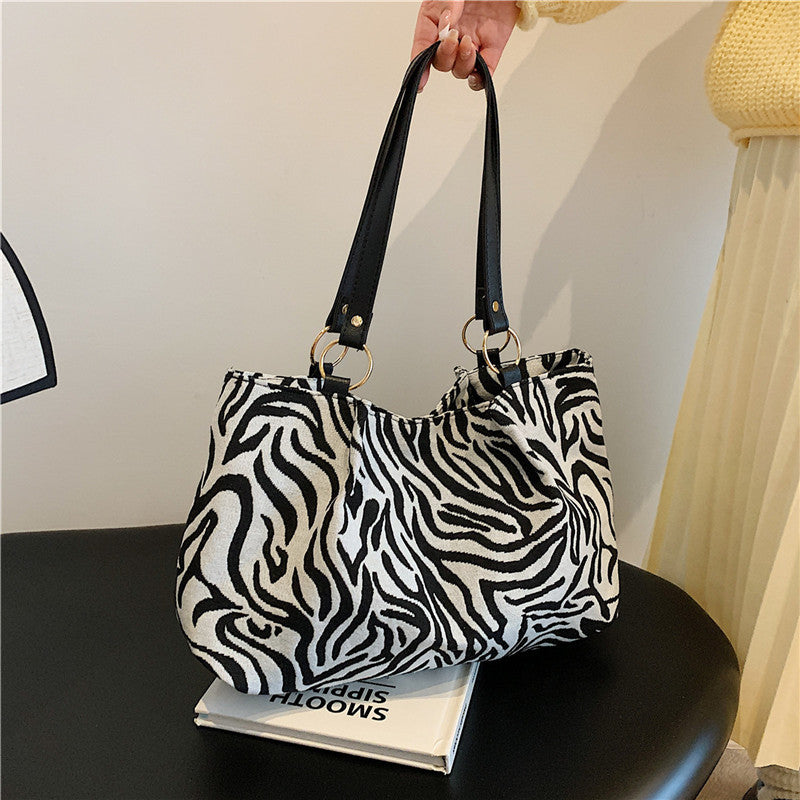 Stylische Zebra-Print-Canvas-Shopper-Tasche Karnz