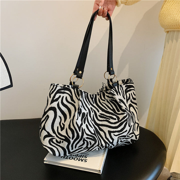 Stylische Zebra-Print-Canvas-Shopper-Tasche Karnz