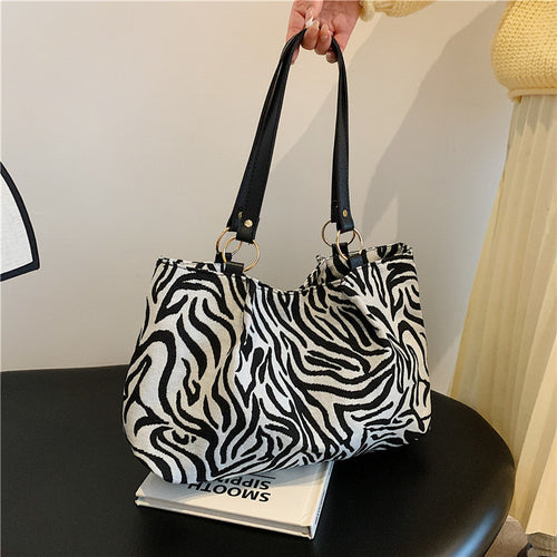Stylische Zebra-Print-Canvas-Shopper-Tasche Karnz