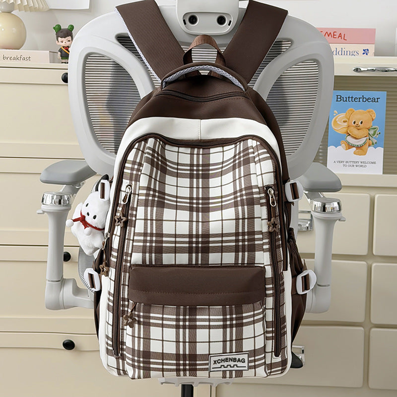 Stylische Karierte Muster Rucksack Karnz