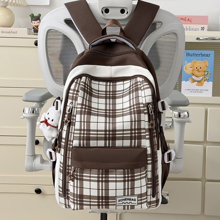 Stylische Karierte Muster Rucksack Karnz