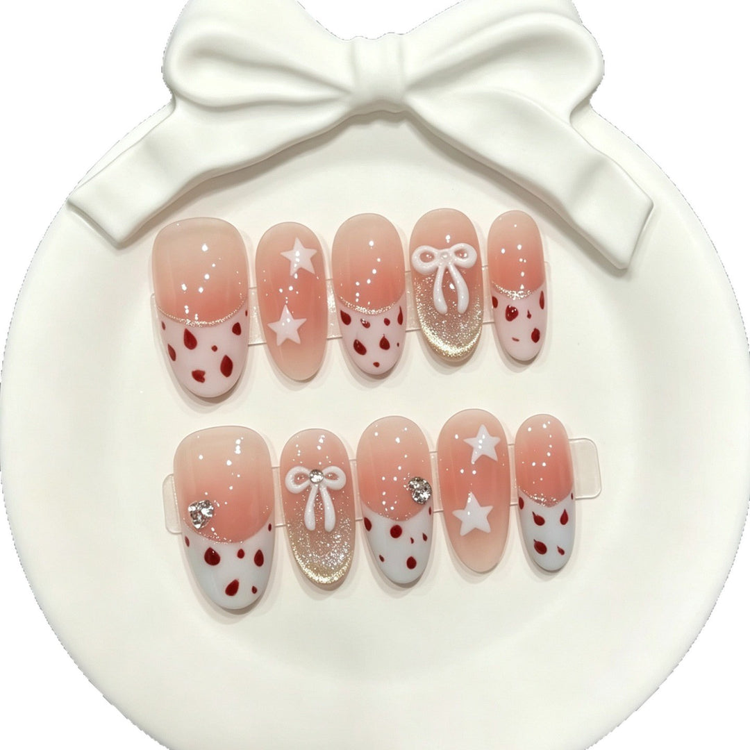 Verspieltes Kirschblüten Press-On Nagelkunst Set