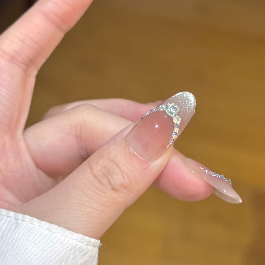 Elegante Strass Akzent Press-On Nagelverlängerungen