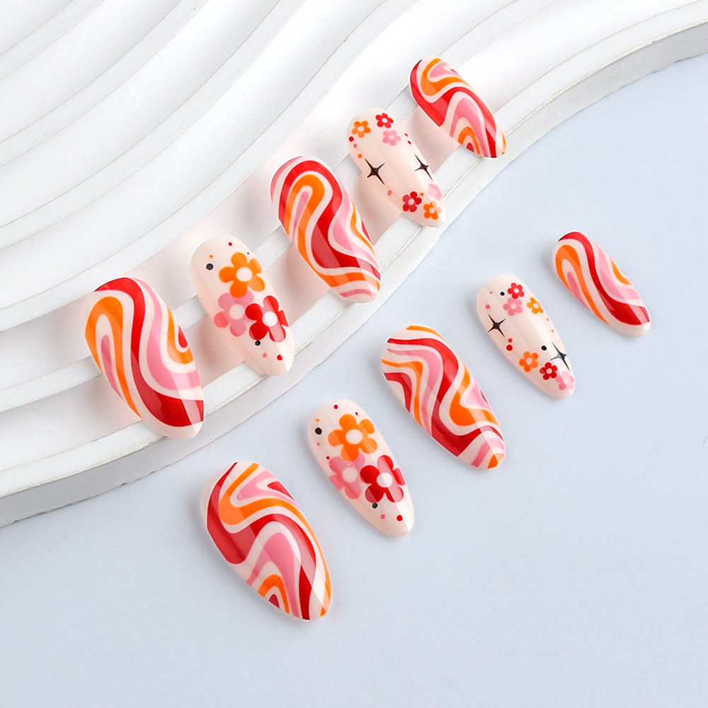 Retro Floral Nagelkunstdesign Karnz
