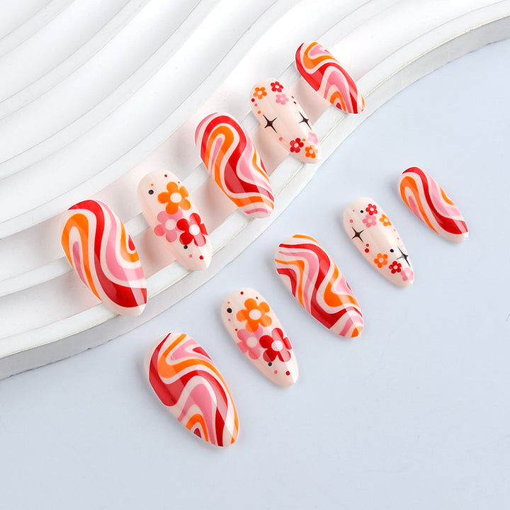 Retro Floral Nagelkunstdesign Karnz