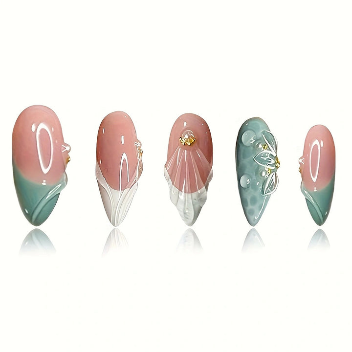 Florale-Verzierte Stiletto Press-On Nägel Karnz 1787368964