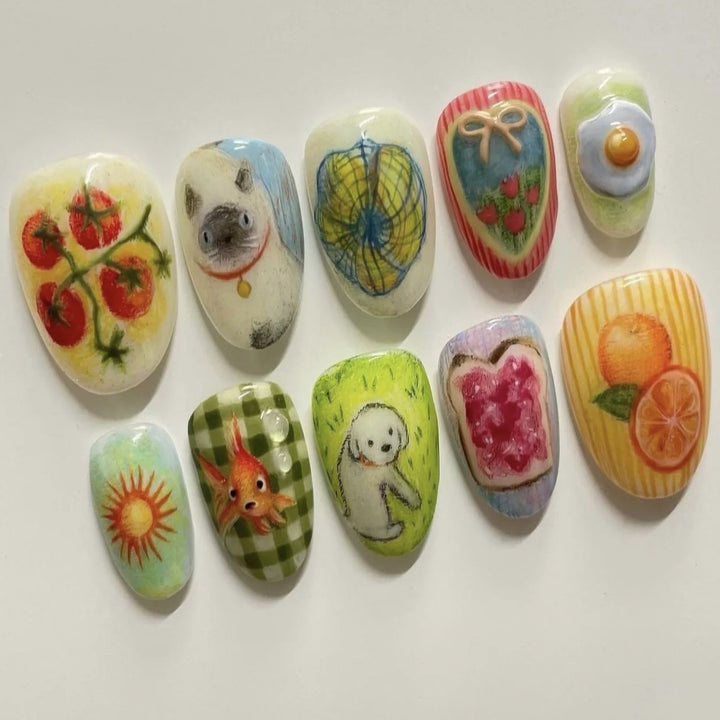 Verspielt Frucht-Thema Press-On Nagelset