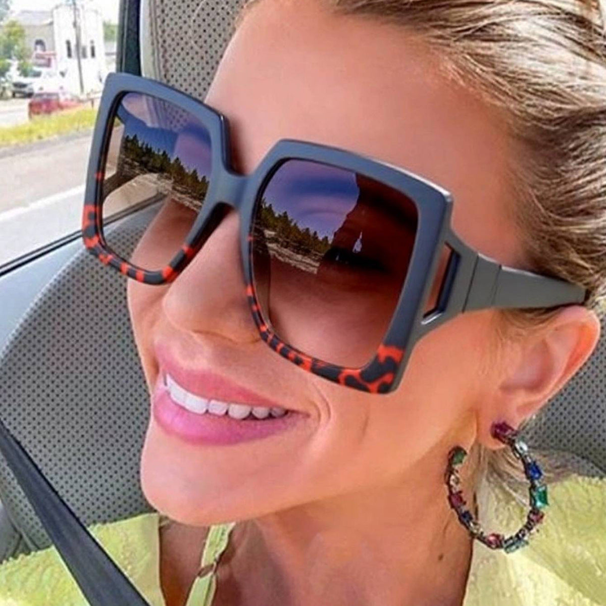 Damen modische oversized Sonnenbrille mit Gradient-Gläsern Karnz