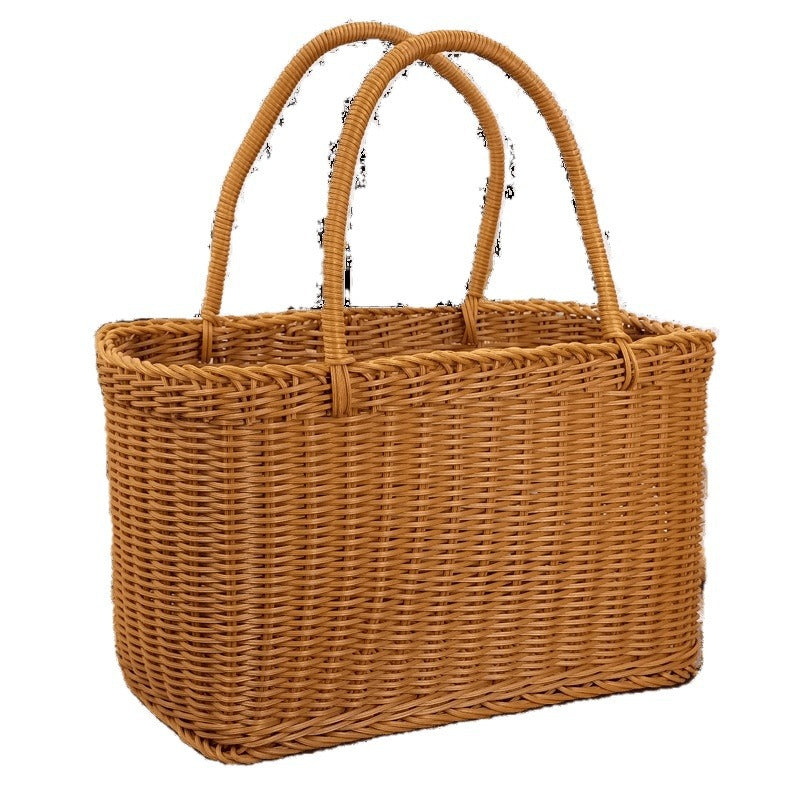 Damen zeitloser Rattan Einkaufskorb Karnz