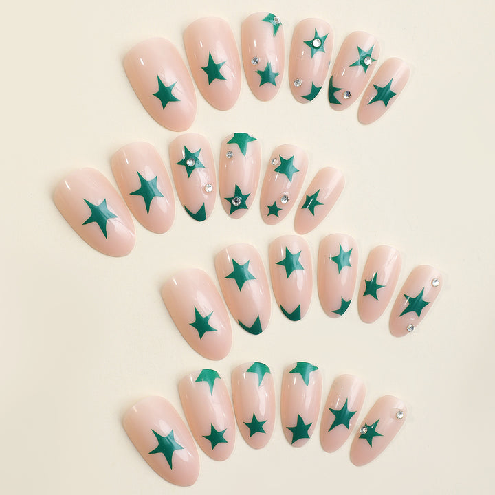 Dekoratives Press-On Nagelkunstset mit Sternmustern Karnz