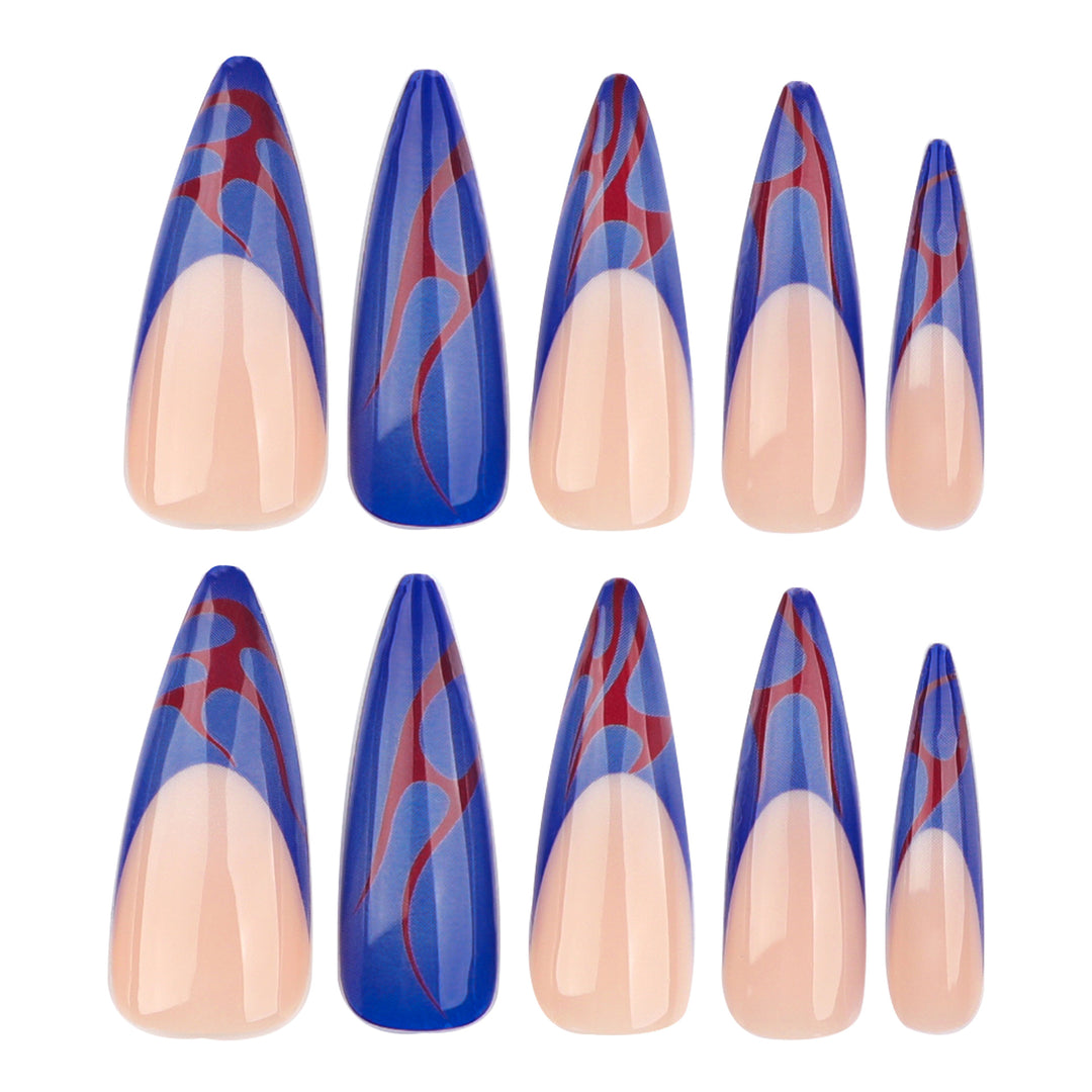 Kunstvolle Stiletto-Nägel mit farbenfrohen Designs und kreativen Akzenten Karnz