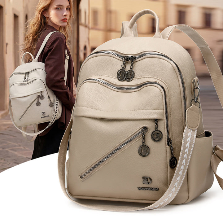 Multi-Fach Stylischer Leder-Rucksack Karnz