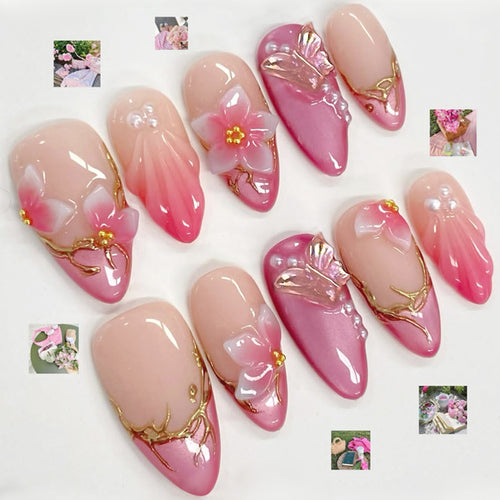Florale verzierte Press-On-Nagelset Karnz 1788495473