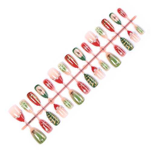 Künstliches Kunstnagelset mit festlichen Weihnachtsmotiven Karnz