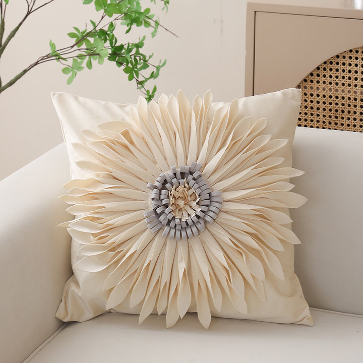 Dekoratives Blumen-Kissen mit 3D-Blütenapplikation