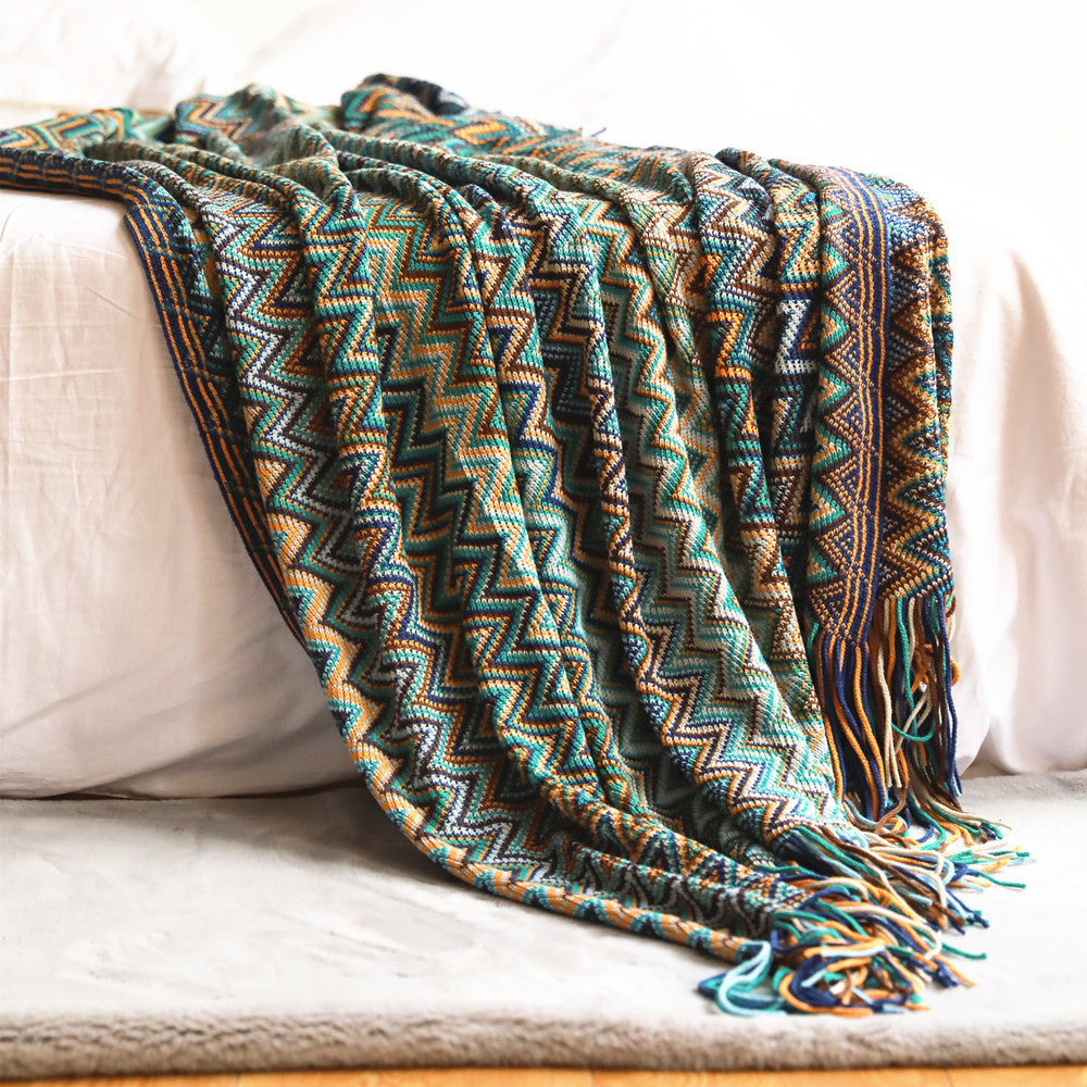 Strukturierte Strickwurfdecke
