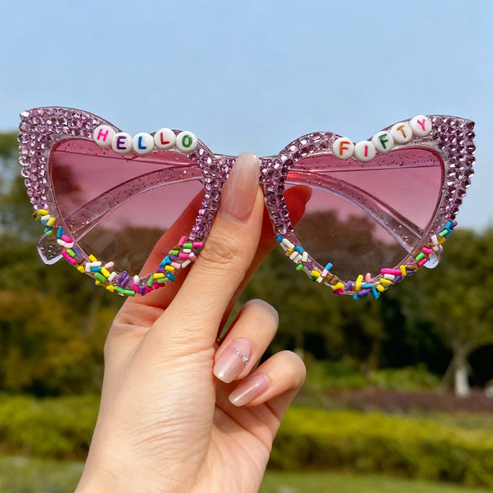 Dekorative Katzenaugen-Sonnenbrille mit Rhinestones Karnz