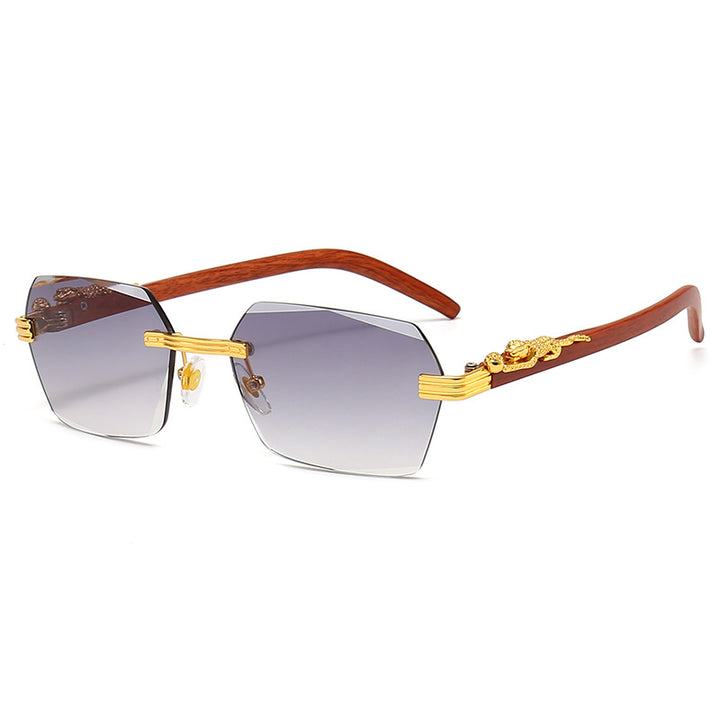 Damen Designer-Sonnenbrille mit kunstvollem Holzrahmen und eleganten Glaselementen Karnz