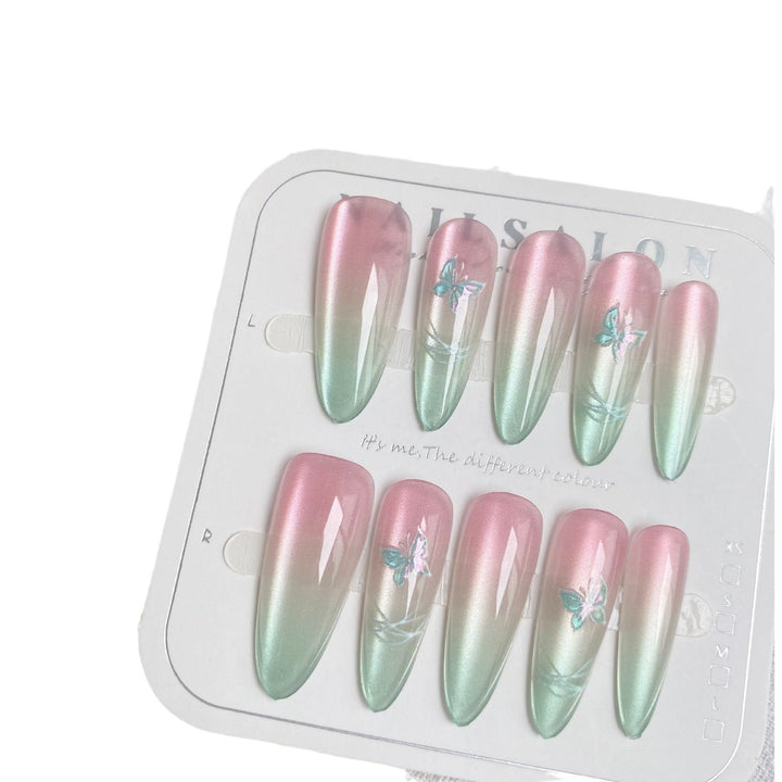 Elegante Blumen Ombre Press-On Nagelset