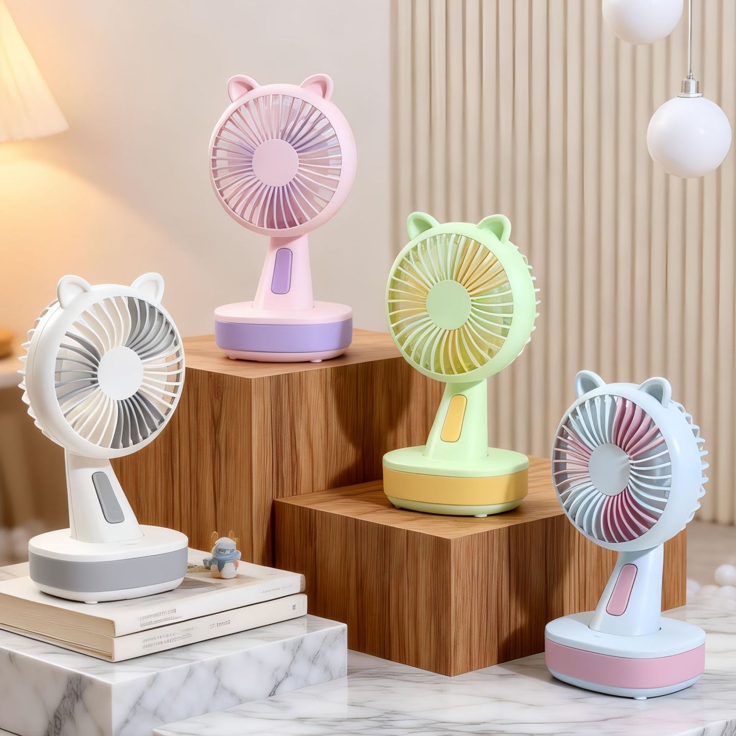 Damen Tragbarer Tischventilator mit kreativen Tierohren Karnz