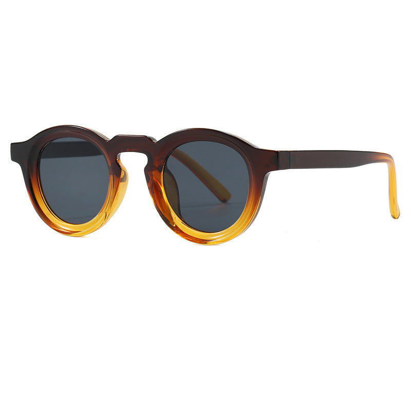 Damen modische runde Sonnenbrille mit transparentem Rahmen und UV-Schutz Karnz