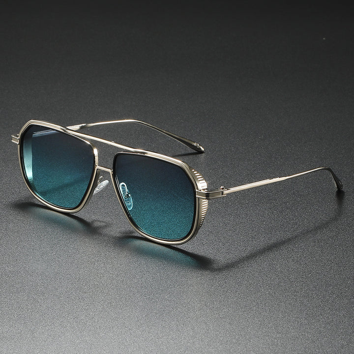Damen Elegante Sonnenbrille mit kantigem Metallrahmen Karnz