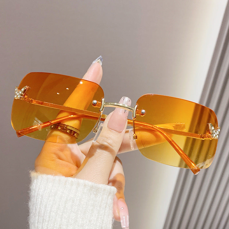 Damen elegante oversized Sonnenbrille mit gewebtem goldenen Rahmen Karnz