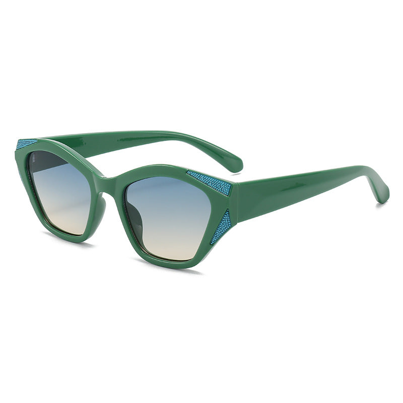 Damen modische oversized Sonnenbrille mit glitzernden Akzenten Karnz