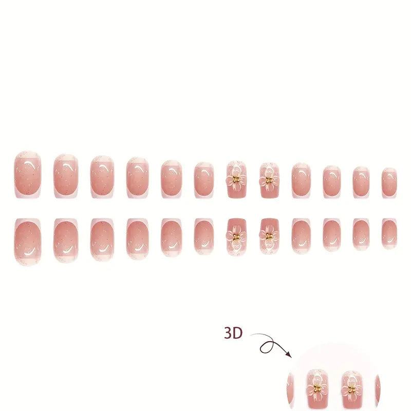 Florale Eleganz Press-On Nagelkunst Karnz