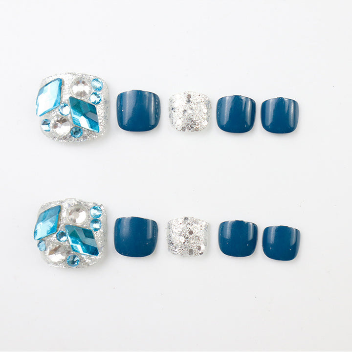 Rhinestone-beschlagene Press-On Fußnagel Set Karnz