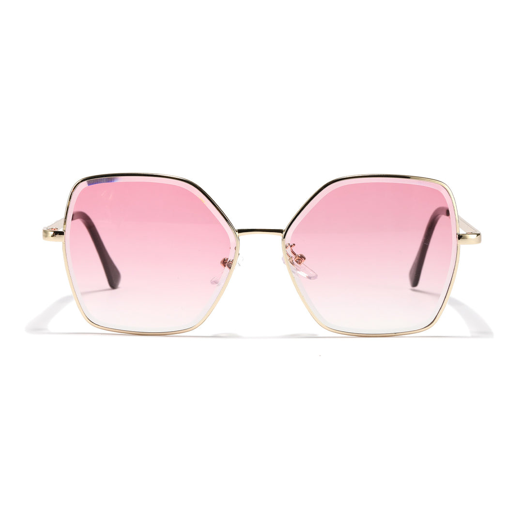 Damen geometrische Sonnenbrille mit modischem Goldrahmen Karnz