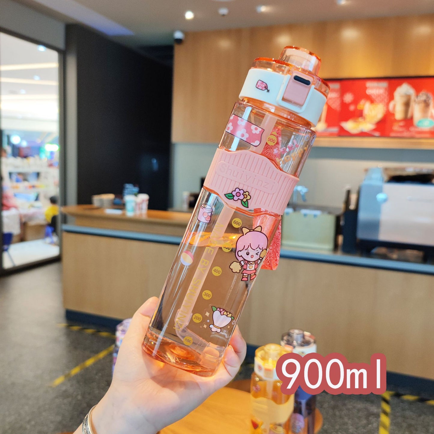 Damen kreative Trinkflasche mit innovativem Sichtfenster und Motivationsmarkierungen Karnz